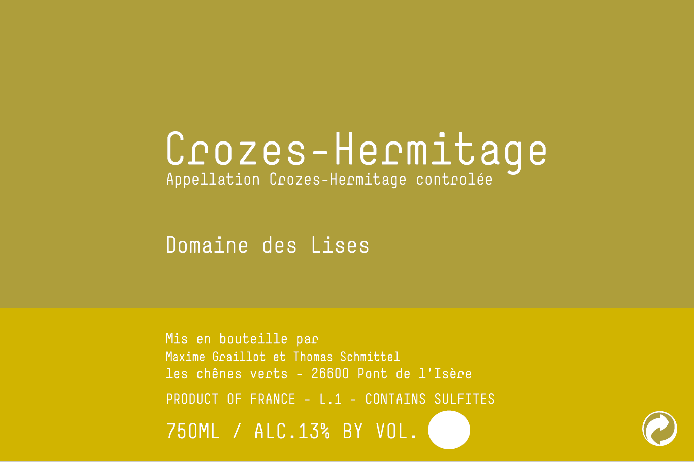 תווית יין Crozes-Hermitage Blanc